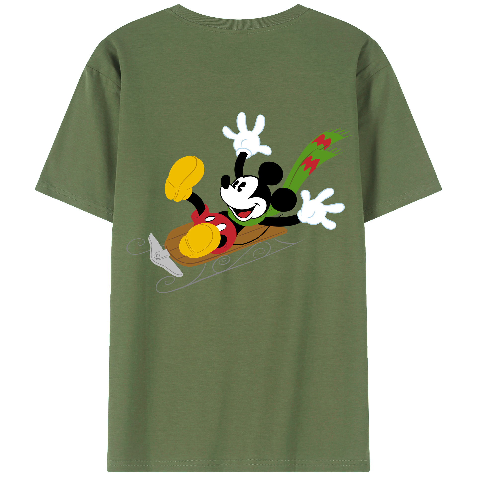 ミッキーマウス Mickey Mouse 綿100％ メンズ半袖Tシャツ（バックプリント） 通気性
